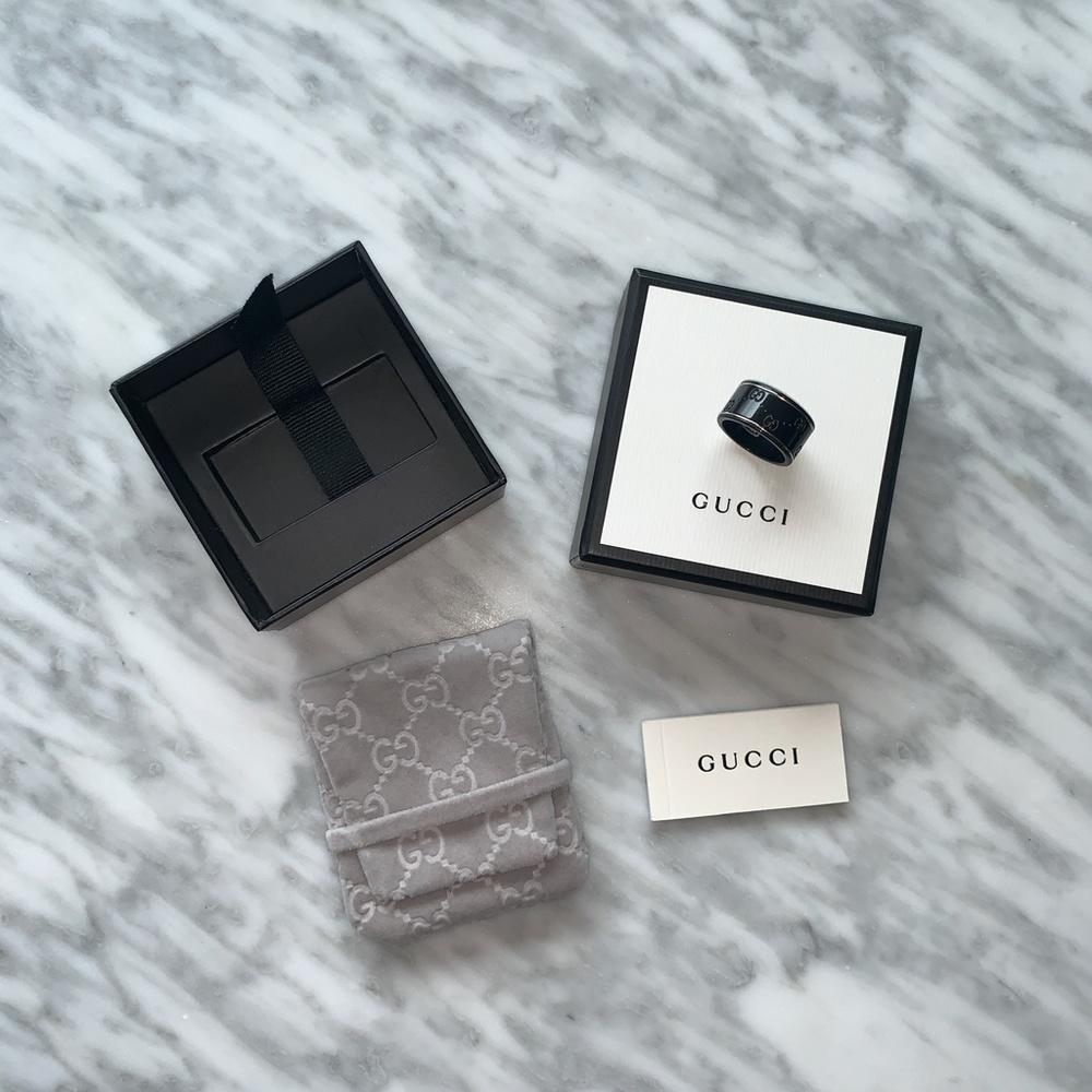 Gucci Icon ring thick band - black 18k white gold